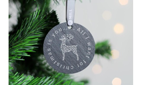 All I Want Reindeer Welsh Slate Christmas Decoration